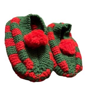 Handmade knit slippers adult one size - brand new never worn